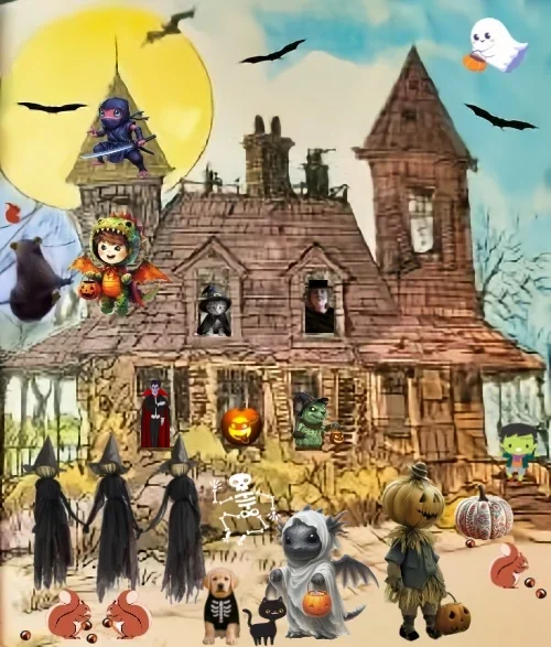 Halloween Mickey's haunted house w drac.webp